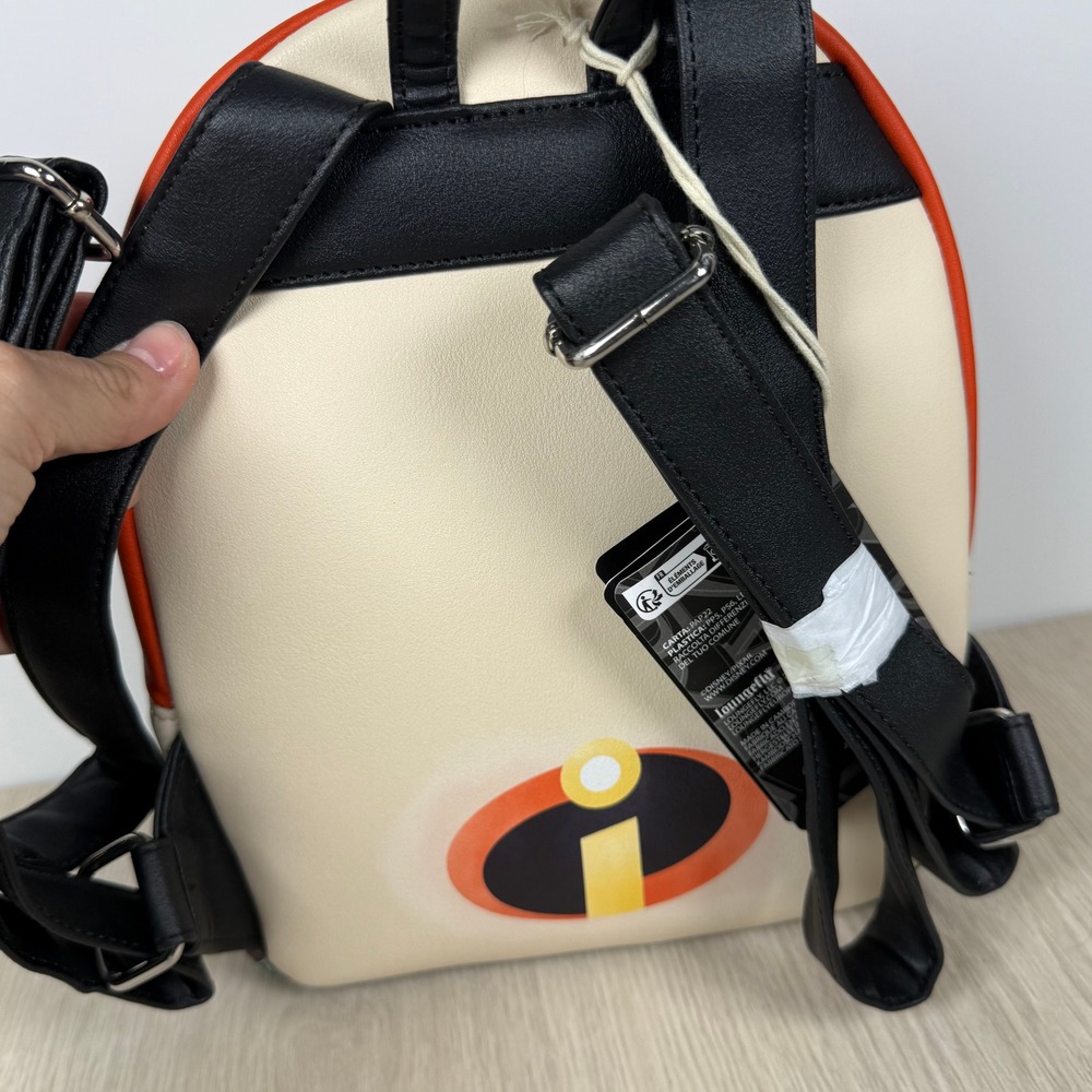 Loungefly Pixar The Incredibles Family Jungle Mini‎ Backpack Orange Cream New - Picture 3 of 5